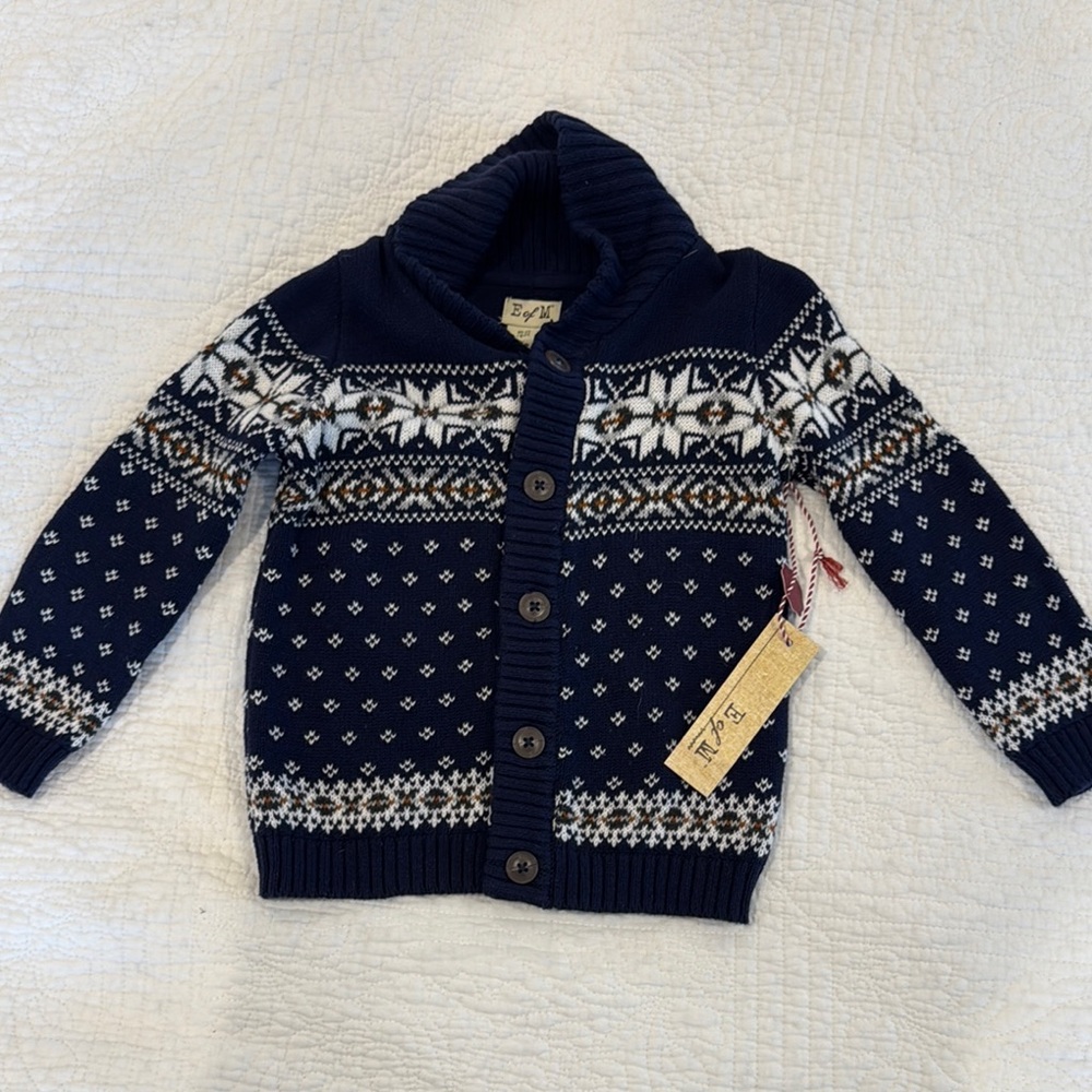 Blue and White Nordic Pattern Sweater